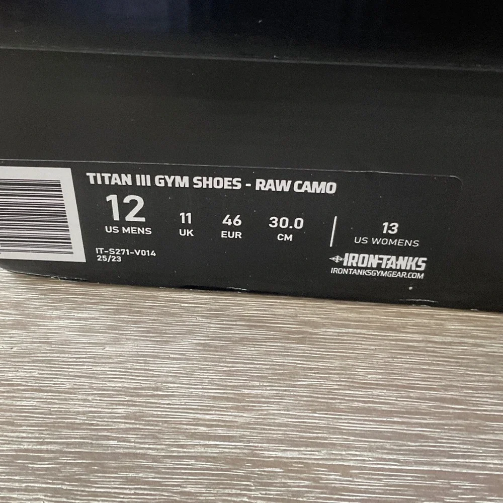 Iron‎ Tanks Titan III Gym Shoes Raw Camo Mens Size 12 New With Tags/Box